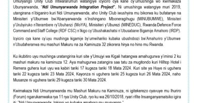 Umuryango Unity Club watangaje ko watangiye icyiciro cya kane cy’umushinga wo kwimakaza Ubunyarwanda